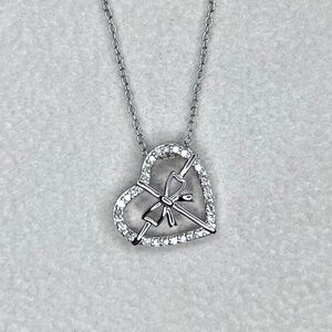 N017 | Natural Diamond Heart & Bow Necklace